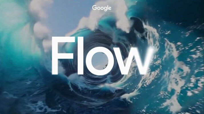 Tampilan antarmuka baru Google Flow di layar laptop menampilkan integrasi Nano Banana dan generator video Veo.