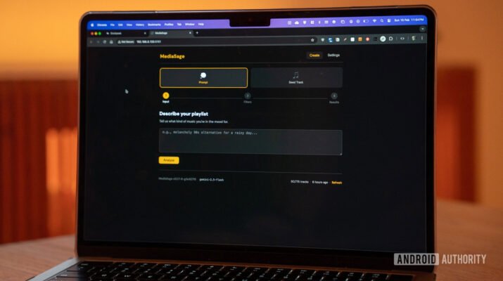 Visual antarmuka pemutar musik Plex dengan playlist hasil kurasi AI Gemini yang menampilkan detail metadata lagu berkualitas tinggi.