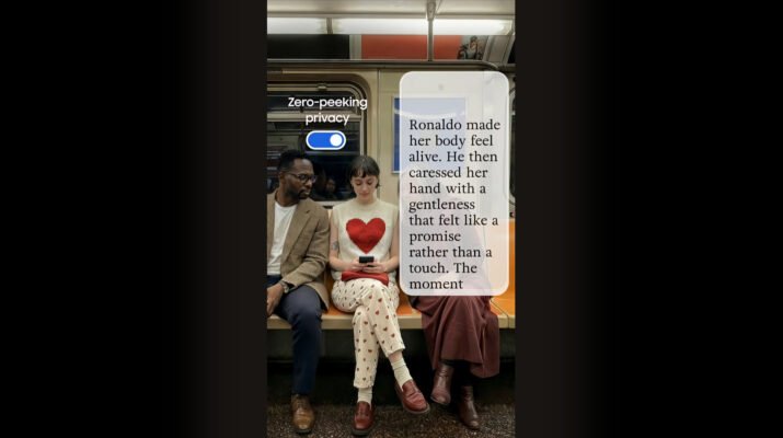 Visual teaser resmi Samsung Galaxy S26 memperlihatkan dua orang berusaha mengintip layar ponsel di ruang publik, sementara pemiliknya mengaktifkan fitur Privacy Display berbasis hardware untuk memblokir sudut pandang samping.