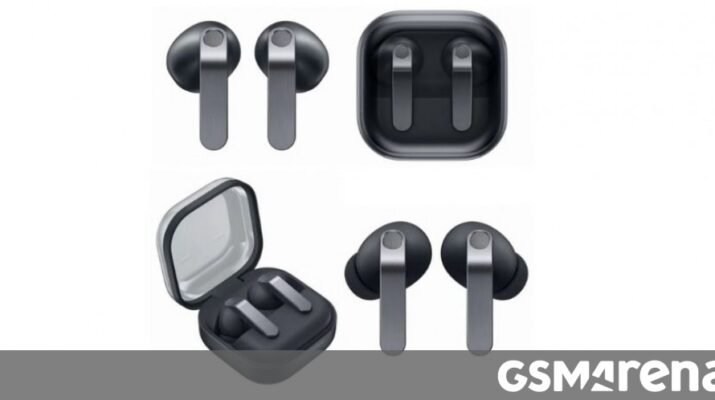 Render bocoran Samsung Galaxy Buds4 Pro dengan desain stem datar dan case transparan yang memperlihatkan posisi earbud secara horizontal untuk kenyamanan pengguna.