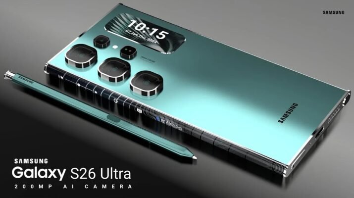 Seseorang menggenggam Samsung Galaxy S26 Ultra titanium black menampilkan antarmuka One UI 8.1 dengan fitur Galaxy AI di meja kafe