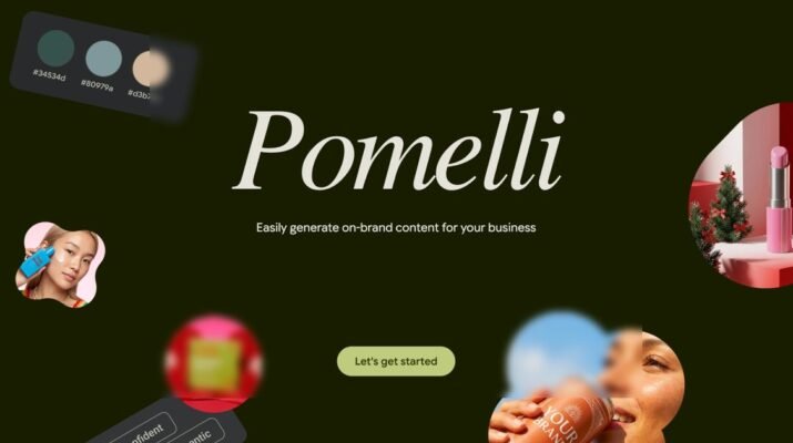 Tampilan antarmuka Google Pomelli Photoshoot yang mengubah foto produk botol skincare di atas meja dapur menjadi foto katalog profesional dengan latar belakang marmer mewah menggunakan teknologi kecerdasan buatan.
