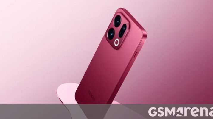Visual bocoran desain Oppo Find X9s varian global dengan modul kamera melingkar yang elegan di atas meja kerja modern.