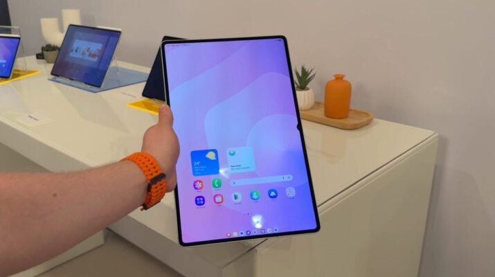 "Gambar Samsung Galaxy Tab S11 Ultra dengan One UI 8.5, menunjukkan hasil benchmark AnTuTu tinggi"