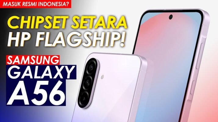 Bodi belakang Samsung Galaxy A56 warna Awesome Lilac tergeletak di meja kayu bersebelahan dengan secangkir kopi hitam panas.
