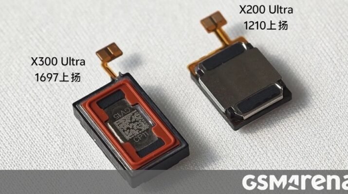 Alt text: "Desain vivo X300 Ultra dengan speaker di bagian atas menonjol, layar AMOLED 6.56 inci di depan, dan tombol fisik di sisi kiri"